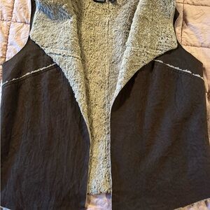 Dark brown suede with brown Sherpa Vest